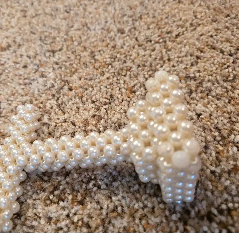 VTG Handmade Pearlized Beaded 3D Standing Cross Crisman Ornament Woven Craft